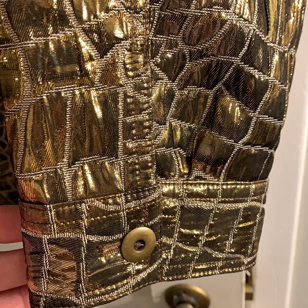 Metallic Gold Animal pattern Jacket, Ruby Rd.,18 - Picture 9 of 13